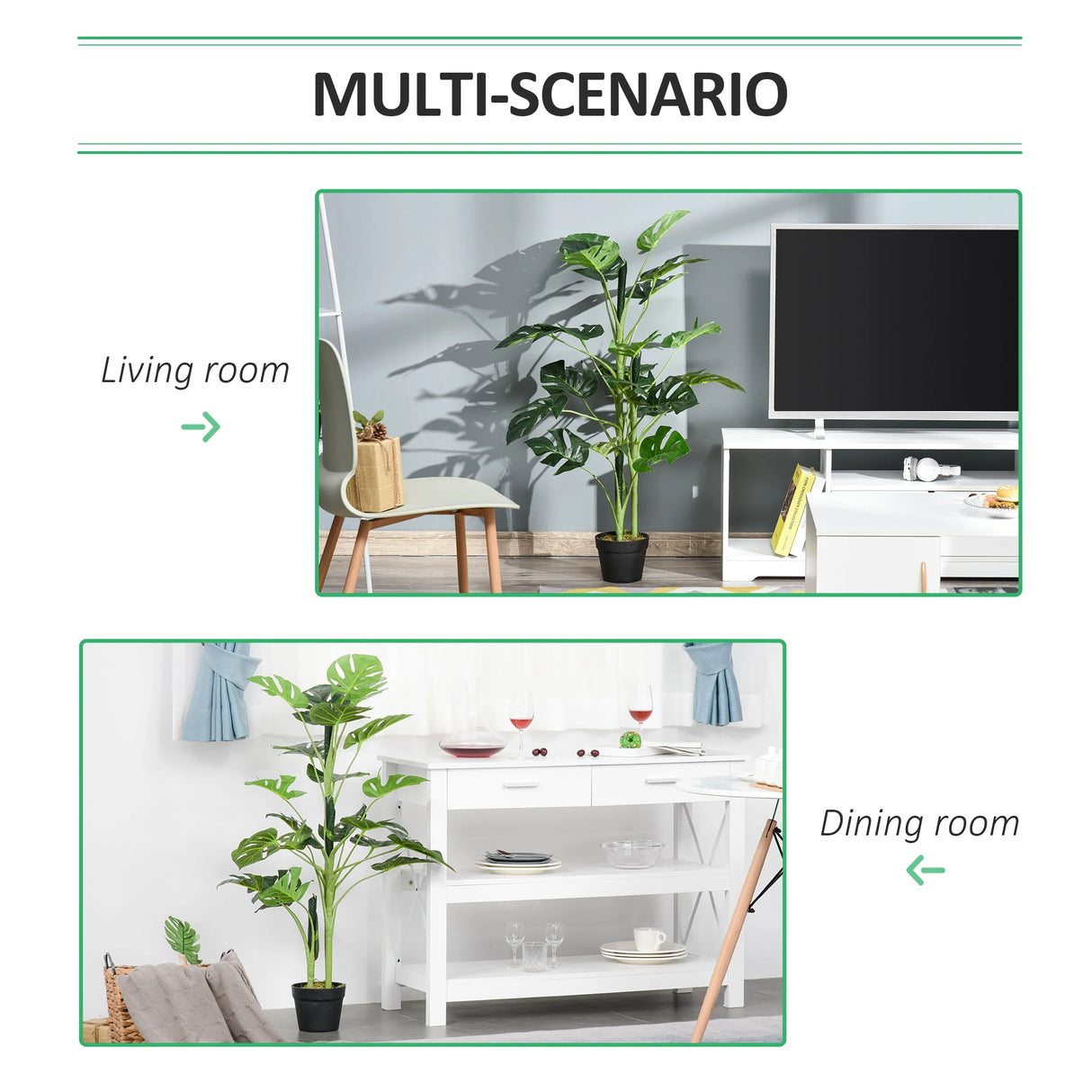 Outsunny 100cm/3.3FT Artificial Monstera Tree Decorative Cheese Plant 21 Leaves with Nursery Pot, Fake Tropical Palm Tree for Indoor Dcor