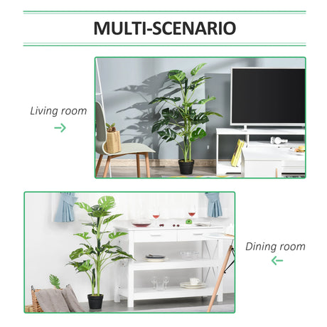 Outsunny 100cm/3.3FT Artificial Monstera Tree Decorative Cheese Plant 21 Leaves with Nursery Pot, Fake Tropical Palm Tree for Indoor Dcor