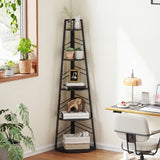 HOMCOM Corner Bookcase, 5-Tier Floor Standing Bookshelf, Shelving Unit for Living Room, Study, Bedroom, Black