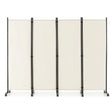 4-Panel Folding Room Divider 6 Feet Rolling Privacy Screen with Lockable Wheels-White