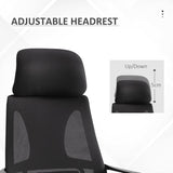 Vinsetto Ergonomic Office Chair, High Back Computer Chair, Mesh Desk Chair with Lumbar Support, Headrest, Wheel, Adjustable Height, Black