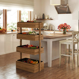 Outsunny Four-Tier Basket Wooden Plant Stand - Orange