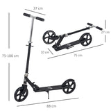 HOMCOM Kids Scooter Teenager Kick Scooter Foldable 4 Levels Adjustable Height with Rear Fender Brake for 7-14 Years