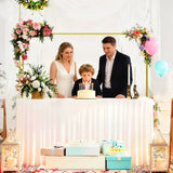 Outsunny Wedding Arch Backdrop Stand, Square Metal Arch Frame with U-shaped Stakes, Gold Wedding Arch, 6.6 FT