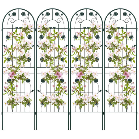 4 Pack 71 x 20 Inches Metal Garden Trellis for Climbing Plants-Green