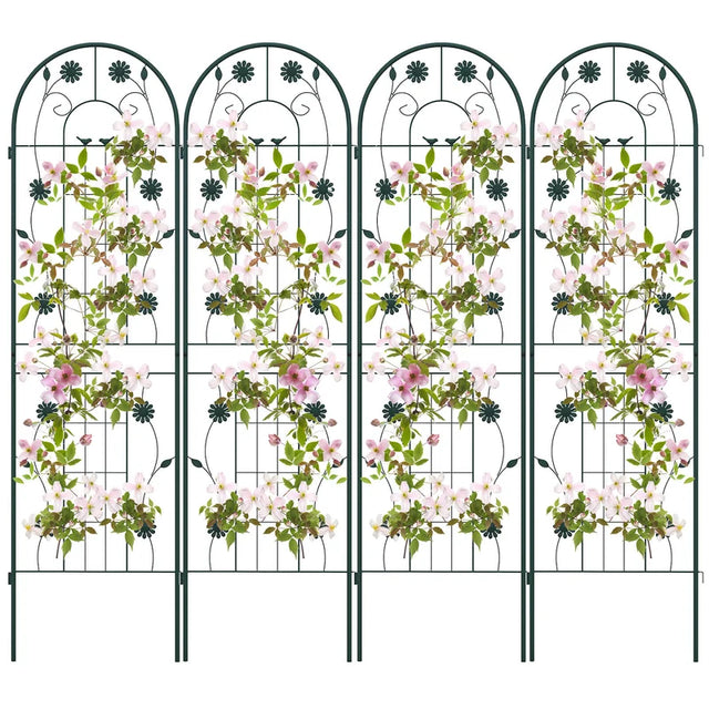 4 Pack 71 x 20 Inches Metal Garden Trellis for Climbing Plants-Green