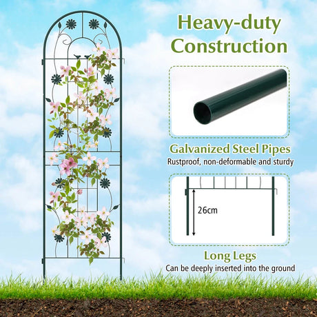 4 Pack 71 x 20 Inches Metal Garden Trellis for Climbing Plants-Green