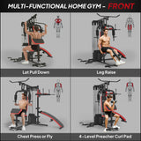SPORTNOW Multi Gym Workout Station, Weight Machine with 65kg Weight Stack, Sit Up Bench, Push Up Stand, Dip Station