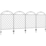 Outsunny Decorative Garden Fencing, 43in x 11.5ft Outdoor Picket Fence Panels, 4PCs Rustproof Metal Wire Landscape Flower Bed Border Edging Animal Barrier, Black