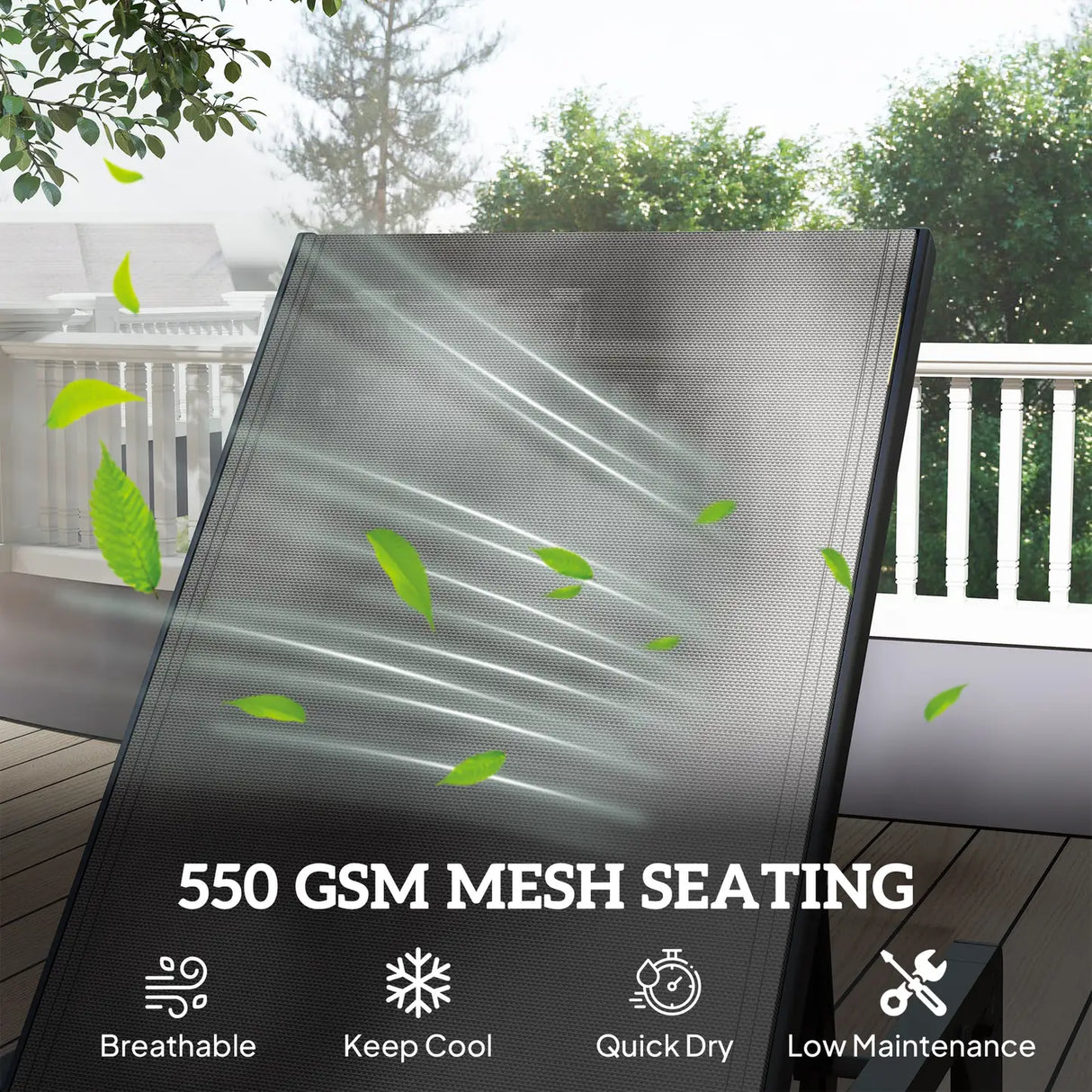 Outsunny Folding Sun Lounger Set of 2, 5-Position Adjustable Reclining Garden Loungers, Garden Chaise Lounge Sunbed Recliner Chairs with Steel Frame for Beach, Porch, Patio, Camping, Light Grey