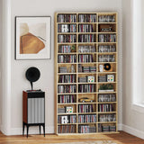 HOMCOM CD Storage Unit with Adjustable Shelves, 102 x 195 cm, Oak Tone
