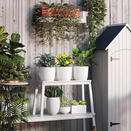 Outsunny Set of Three 22cm Planters - White