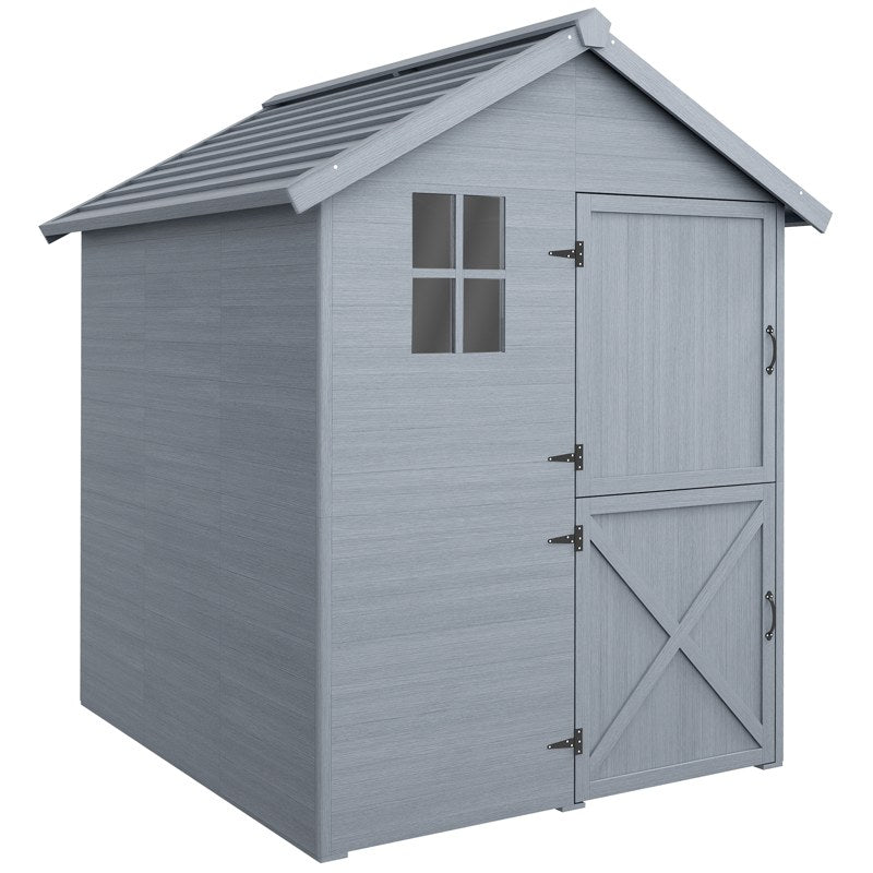 Outsunny 6 x 6.5ft Wooden Garden Shed, with Floor - Grey