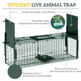 Outsunny Humane Rat Trap, Squirrel Trap with Double Doors, Live Cage Mousetrap for Indoors & Outdoors, Catch and Release Mice, Rats, Rodents, 60 x 18 x 20 cm, Green