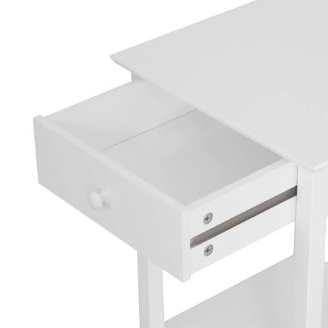 HOMCOM White Bedside Table, Wooden Side Table, Nightstand, Bedside Cabinet with Drawer and Storage Shelf for Bedroom and Living Room