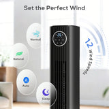 HOMCOM 28dB Tower Fan for Bedroom, 36 inch, 8 m/s Velocity Standing Cooling Fan with 80 Oscillating, BLDC Motor, 12 Speeds, LED Display, 4 Modes, 12H Timer, Remote Control, Black
