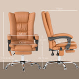 Vinsetto High Back Vibration Massage Office Chair, Heated Reclining PU Leather Computer Chair with 135 Reclining Back and Footrest, Light Brown