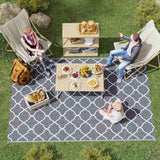 Outsunny Reversible Outdoor Rug with Carry Bag, Waterproof Plastic Straw Mat for Garden, Deck, RV, Picnic, Beach, Camping, 182 x 274cm, Grey