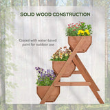 Outsunny 3 Tier Raised Garden Bed Wooden Elevated Planter Box Kit, 66L for Flower, Vegetable, Herb, 65x75x78cm, Brown