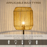 HOMCOM Farmhouse Standing Lamp, Floor Lamps with Hand Woven Rattan Lampshade for Living Room