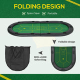 SPORTNOW Foldable Poker Mat, 10-Player Table Top with Cup Holder, Carry Bag - Green