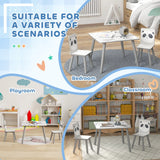 ZONEKIZ Kids Table and Chairs, Kids Storage Unit and Kids Easel Set, Cute Animal Design Kids Activity Furniture Set for Ages 3-8 Years, Grey