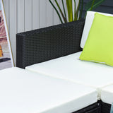 Outsunny White Rattan Garden Furniture 4-Seater Outdoor Sofa Set with Coffee Table - White