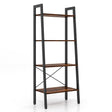 4-Tier Bookshelf with Metal Frame and Adjustable Foot Pads-Rustic Brown