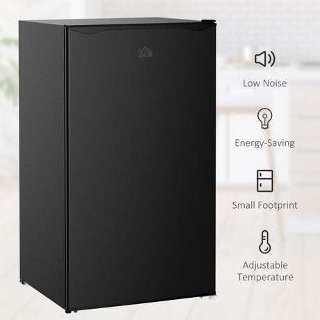 HOMCOM 91 Litre Freestanding Under Counter Fridge Freezer, Small Fridge with Chiller Box, Adjustable Thermostat, 47.5cm Wide, Black