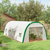 Outsunny Walk-in Polytunnel Greenhouse Tunnel Warm House Tent with Zipped Doors, 8 Mesh Windows, PE Cover, 6 x 3 m, White