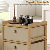 HOMCOM Chest of Drawers, 5 Fabric Drawers Narrow Dresser with Bamboo Frame, Cream White