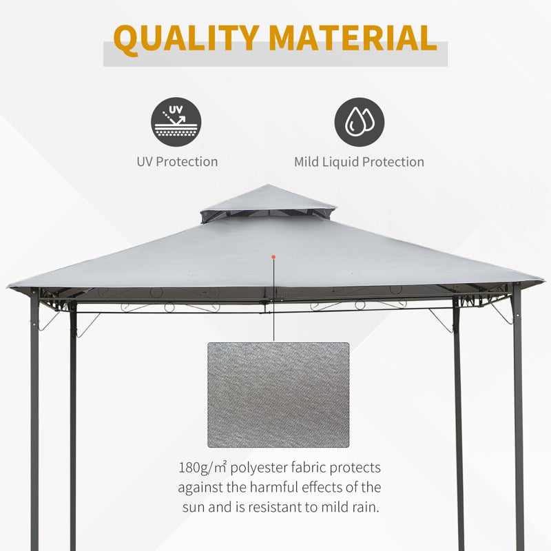 Outsunny 3x3(m) Outdoor Patio Gazebo Steel Canopy Tent Pavilion 2-Tier Roof Top Garden Sunshade Grey