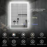 HOMCOM 50 x 70 cm Anti-Fog LED Bathroom Mirror, with Bluetooth and Clock - Silver Tone