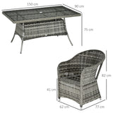 Outsunny Seven-Piece Rattan Dining Set - Grey