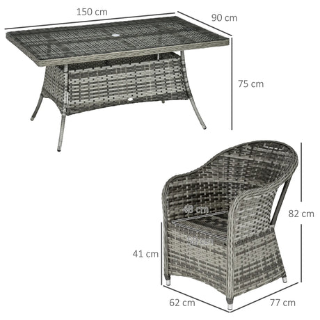 Outsunny Seven-Piece Rattan Dining Set - Grey