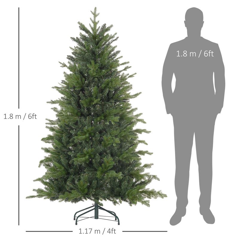 HOMCOM 6ft Bare Artificial Christmas Tree, with 1821 Tips - Green