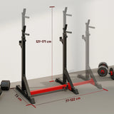 HOMCOM Barbell Rack, Width and Height Adjustable Dip Stand, Bench Press Rack for Home Gym Weight Lifting Fitness Workout, Max Load 150kg