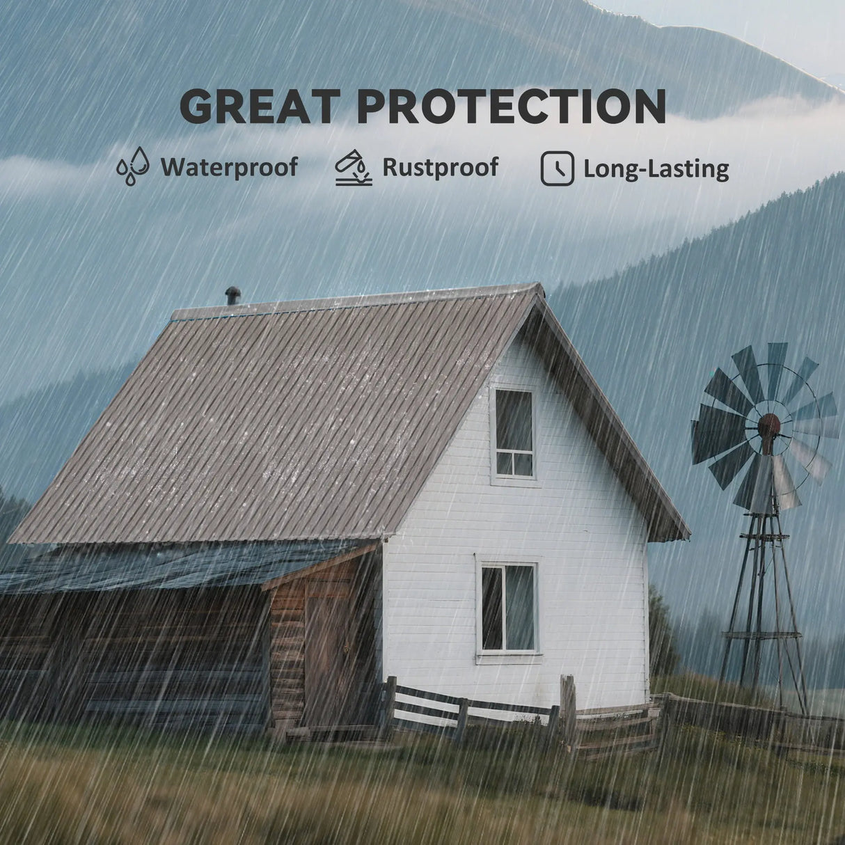 Outsunny Set of 12 Corrugated Steel Roof Sheet Panels - Grey Wood Effect