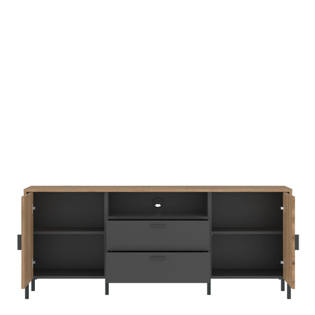 Arundel TV Cabinet 2 Door 2 Drawer 158cm Wide in Oak/Grey