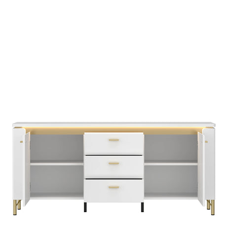 Lazio TV Cabinet 2 Door 3 Drawer in Alpine White/White Gloss