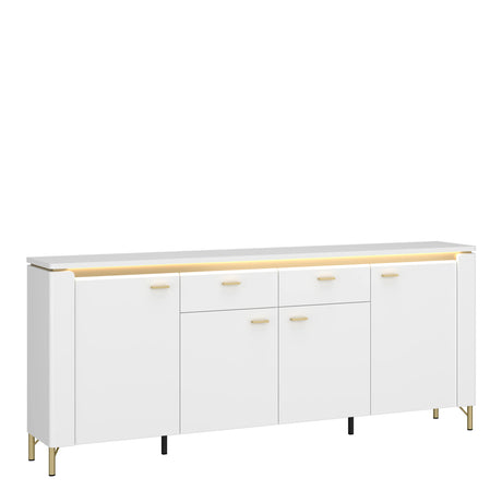 Lazio Sideboard 4 Door 2 Drawer in Alpine White/White Gloss