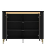 Genoa Sideboard 2 Door in Black Matt/Gold