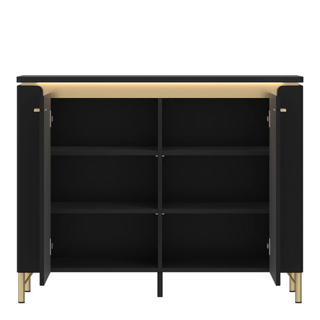 Genoa Sideboard 2 Door in Black Matt/Gold