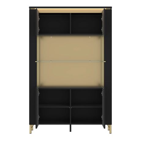 Genoa Vitrin 2 Door in Black Matt/Gold