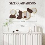 HOMCOM Metal Wall Art, Modern Decorative Mirror Decor, Hanging Home Wall Decoration for Living Room Bedroom Dining Room, Gold Tone