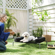 PawHut Elevated Dog Bed with Removable Bolsters, Raised Dog Bed for Small Breeds, Portable Indoor & Outdoor Pet Cots, Black