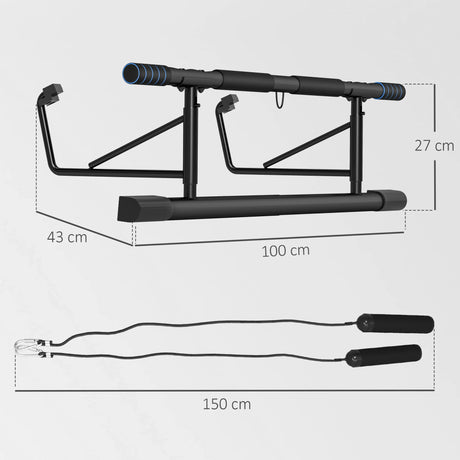 SPORTNOW Pull-Up Bar, No-Drilling Chin-Up Bar, Push-Up Stand with Resistance Bands, Padded Handles for Home Gym Exercise