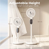 HOMCOM 20 dB Silent Standing Fan for Bedroom, 39in Pedestal Fan with Remote, Oscillating, 8 Speeds, Adjustable Height, White