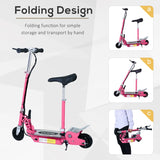 HOMCOM 120W Foldable Powered Scooters with 24V Rechargeable Battery, Adjustable Ride on Toy (Pink)