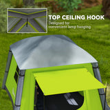 Outsunny Inflatable Camping Tent w/ Hand Pump, Easy Setup 1/2 Person Blow Up Tent Waterproof 190T Taffeta w/ Mesh Windows, Doors and Carry Bag, Green